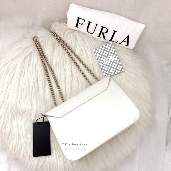 NWT Furla Bella Mini Crossbody Shoulder Bag Leather Petalo Cream White - Picture 4 of 11